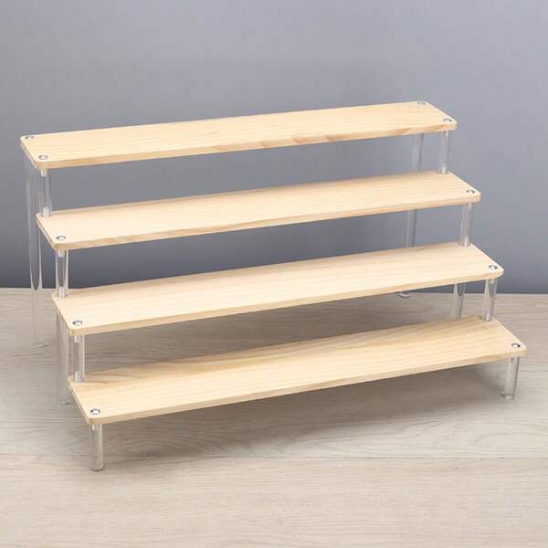 Wooden Desktop Dessert Display Rack, Decorative Display Storage Shelf For Nail Polish, Fragrance, Scented Candles, Air Freshener, For Desk, Office, Vanity, Bedroom, Bathroom, Home, Dorm, Room Storage