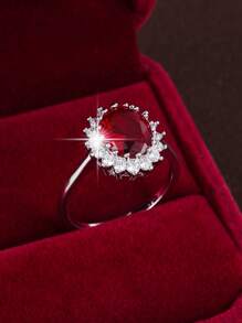 1 pieza Anillo con incrustaciones de zirconia de estilo de lujo