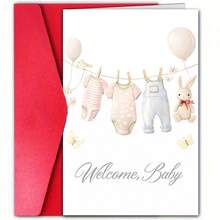 1pc Cute Newborn Card With Envelope, For Family, Son & Daughter, Girlfriend & Classmate, Newborn Decoration, High-Quality For All Occasions, Special And Lovely Newborn Greeting Card, Rabbit Balloon Butterfly Newborn Card For Mom,For School Supplies,Back To School - Multicolor - View 6