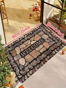 1/2pcs Welcome Home Pebble Printed Pattern Floor Mat - Non Slip Floor Mat, Suitable For Indoor/Outdoor Use, Perfect For Entranc Mats, Kitchen Mats, Laundry Room Mats, Bathroom Mats, Living Room Mats, Etc., Washable Area Mats