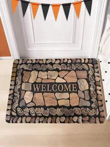 1/2pcs Welcome Home Pebble Printed Pattern Floor Mat - Non Slip Floor Mat, Suitable For Indoor/Outdoor Use, Perfect For Entranc Mats, Kitchen Mats, Laundry Room Mats, Bathroom Mats, Living Room Mats, Etc., Washable Area Mats