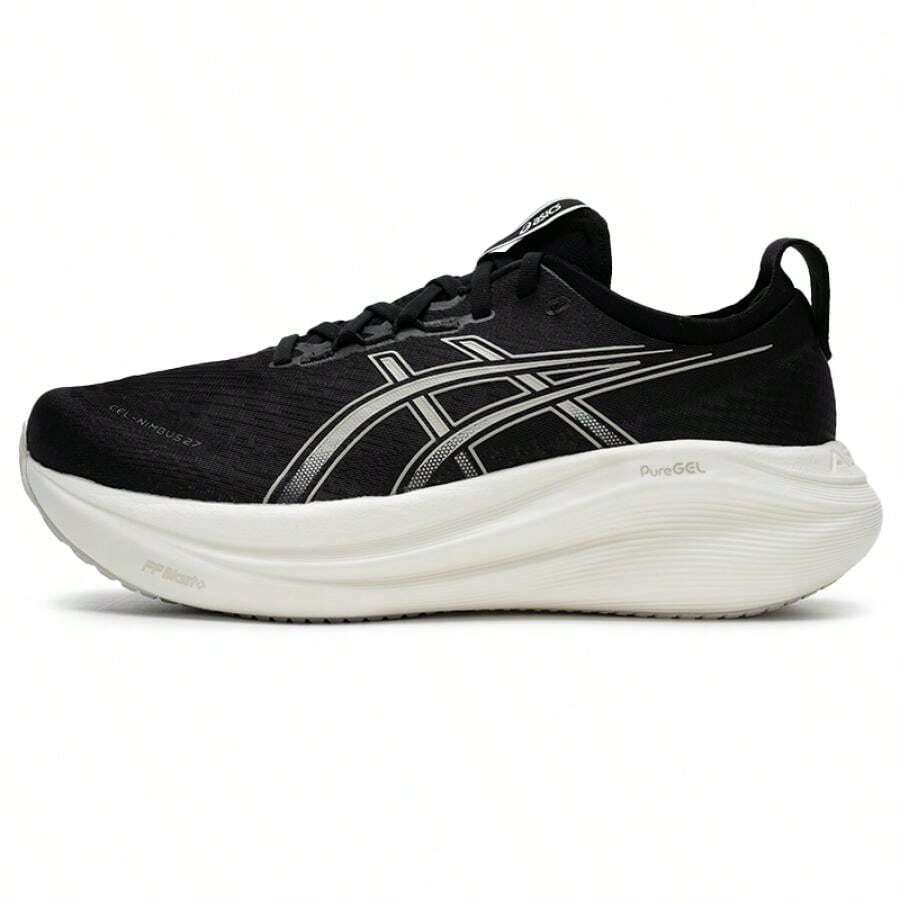 Asics נעלי ריצה GEL-NIMBUS 27 (4E), נעלי גברים תומכות ויציבות לאתלטיקה, ריצה קלה, אימון למרחקים ארוכים, 1011B957-002 - שחור/אפור - ראה 1