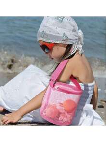 8 件套彩色夏季儿童网壳装饰大容量收纳袋，沙滩沙桶玩具收纳袋（颜色随机）