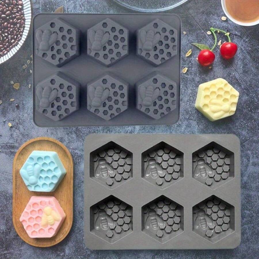 2 Packs Honeycomb Silicone Soap Molds 6 Cavity Hexagon Bee Silicone Molds For Homemade Soaps Cakes Jellies S Desserts Tray