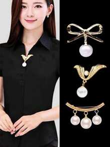 Broșă cu perle 1/3 buc, cleme anti-expunere pentru rochii elegante cu decolteu în V, nasturi fixați pentru cămașă/fustă de femei, potrivită pentru topuri cu decolteu jos și fuste scurte de vară și toamnă