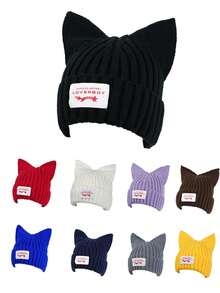 女士时尚百搭可爱耳针织帽 - 彩色 - 查看 12