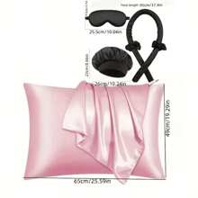 6pcs Sleep Hairstyling Tool Set, Including 1pc Hair Curler, 1pc Silk Pillowcase, 1pc Soft Sleep Eye Mask, 2pcs Hair Scrunchies, 1pc Sleep Cap, Suitable For Hair And Skin Care, Silk Heat-Free Curler Set, Overnight Hair Curler