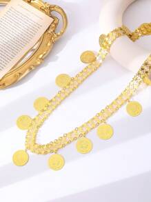 1 pieza Cadena para el Body de mujer color dorado metálico, accesorio para vestido abaya de estilo Oriente Medio, estilo bohemio, joyería de cadena para el Body para fiesta de boda, decoración de vestuario para actuación de mujer