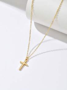 1pc Elegant Fashion Cross Pendant Necklace, Suitable For Women Daily Wear