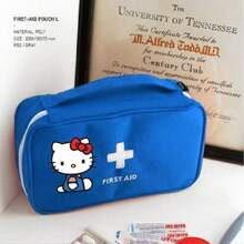 Sanrio 1 pieza Botiquín de primeros auxilios extra grande portátil de Sanrio Hello Kitty - Bolsa de transporte de tela Oxford duradera, diseño plegable con bolsa impermeable, almacenamiento con tema rojo y blanco para el hogar, la oficina y los viajes, artículo de viaje imprescindible, regalo de Navidad