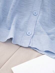 GIGOGOU 女士轻薄针织开衫防晒长袖休闲外套，春夏款 - 藍色 - 查看 7