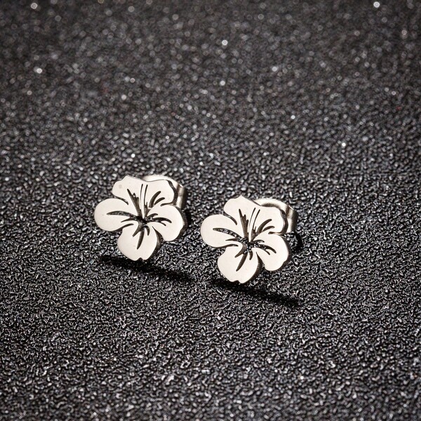 1 Pair Fashionable Stainless Steel Cute Flower Design Hoop Earrings, Suitable For Women Everyday, Party, Birthday, Jewelry