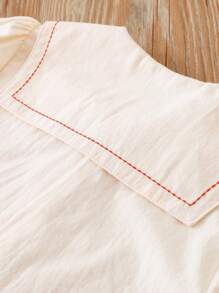Blusa casual de manga larga con bordado floral lindo para niñas jóvenes, ropa para niños pequeños