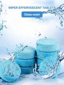 5/10/20/50/100pcs All-Season Windshield Cleaning Tablets, Concentrated Effervescent Degreasing Agent, Removes Oil Film And Streaks, Fast Dissolving Washing Liquid Booster, Anti-Freeze To -30°C, Suitable For All Car Models - Blue - View 5