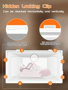 Shoe Organizer 20 Pack, Shoe Storage Box, Shoe Rack Alternative, Clear Plastic Stackable Shoe Organizer, - White, For Wardrobe, Space Saving Foldable Shoe Rack Sneaker Storage Box - Transparent - View 5