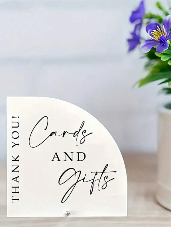 1pc Acrylic Semi-Circular Card & Gift Prompt Sign, Let Your Guests Know Where To Place Their Cards And Gifts, Suitable For Wedding And Party Decorations