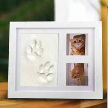 1PC Pet Handprint & Footprint Photo Frame, Baby Ink Pad, DIY Frame For Baby Hand/Foot Prints, Hollow Baby First Birthday Footprint