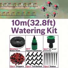 25米/82英尺滴灌套件，花园灌溉系统，4/7英寸分配管浇水滴灌套件，DIY节水自动灌溉套装，适用于花园温室露台草坪浇水用品