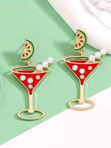 2pcs Fashionable Luxury Alloy Oil Drop Inlaid Cocktail Party Earrings, Elegant High-Quality Versatile Earrings For Women