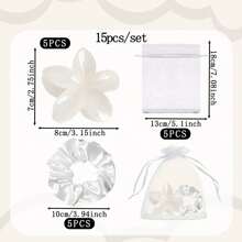 3pcs/15pcs/Set Bridal Shower Gifts, Bridesmaid Hairband Proposal Gifts, Including Flower Claw Clips, Satin Hairbands, Organza Bags, Suitable For Weddings, Proposals, Birthdays, Bachelorette Parties, And Anniversary Gifts