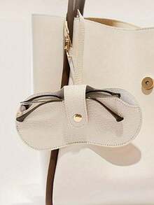 带颈带的眼镜收纳袋、便携式太阳镜收纳袋、时尚百搭眼镜架、女士眼镜盒、旅行太阳镜保护套、旅行友好型、设计度假必备旅行必备女士太阳镜盒、多种颜色（橙色、粉色、灰色、棕色、黑色）的眼镜收纳盒，带金色扣环旅行配件旅行包返校学校用品太阳镜女士 - 彩色 - 查看 3