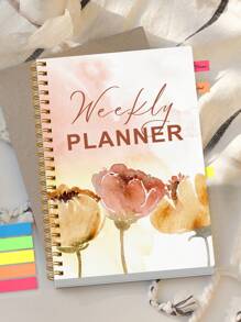 BUBU Agenda accademica giornaliera e settimanale A5, + adesivi per indice, quaderno di pianificazione giornaliera minimalista senza data con layout a slot orari, gestione delle attività, registri del benessere, equilibrio tra lavoro e vita, back to school, forniture per ufficio e scuola