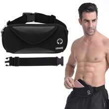 USHAKE Running Belt With Extender Belt, Bounce Pouch Bag, Fanny Pack Workout Belt Sports Waist Pack Note In Running Walking Cycling-05BK - 1 - 查看 1