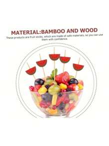10/30/50/100/200pcs Watermelon Shaped Bamboo Skewers, Appetizer Picks For Fruit, Dessert, Burgers, Fruit Platters, Party Supplies