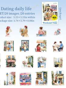 20pcs/Pack Vintage Waterproof Book-Themed PET Stickers, Decorative Reading Corner Stickers, Scrapbooking Sticker Pack, Diary Journal Stickers Back To School