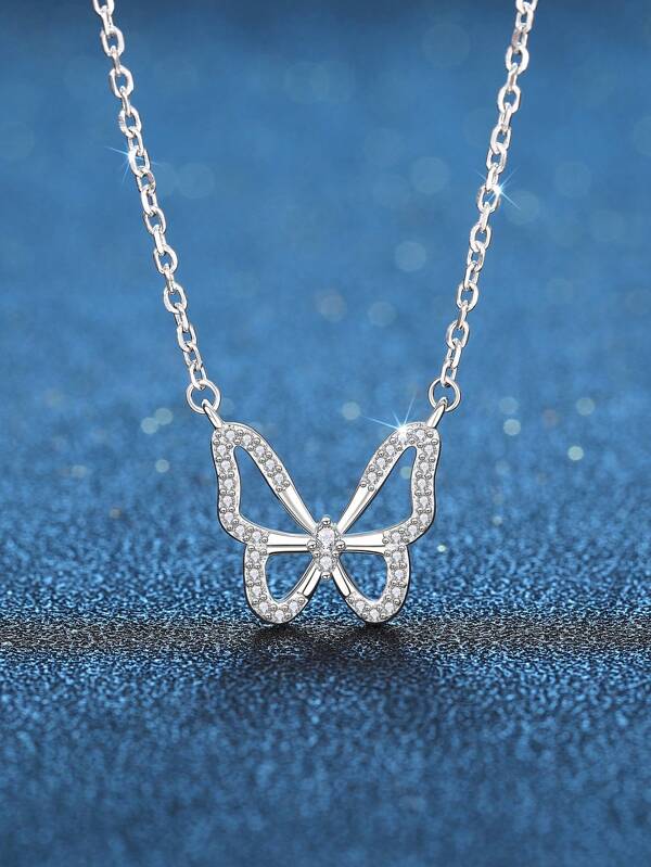 1 pièce Collier pendentif en argent sterling 925 avec zircone cubique. Bijoux de mariage de mode pour femmes. Bijoux de qualité.