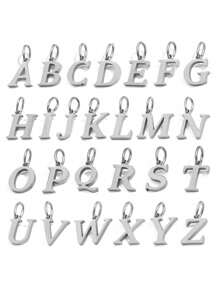1pc Stainless Steel Initial Pendant, Suitable For Making Jewelry Accessories, Earrings, Necklaces, Bracelets, Anklets, Bag Charms, Keychains, Phone Case Charms, Ideal For Summer Beach Vacation Decor, Graduation/Back To School Gifts