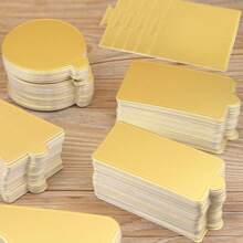 50/100pcs Mini Cardboard Cake Base, Golden Mousse Dessert Board Base, Disposable Paperboard Cupcake Boards, For Wedding Birthday Party Dessert Displays Tray Pastry Plates - Grease Proof & Moisture Resistant Assorted Sizes (Rectangle Square Triangle)
