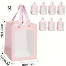 1/3/5 piezas Bolsas de regalo con ventana transparente para flores, cajas de exhibición de ramos de flores grandes, cajas de regalo plegables y portátiles