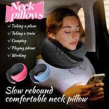 Memory Foam U-Shape Travel Pillow Neck Support Cushion For Airplane,Office,Nap