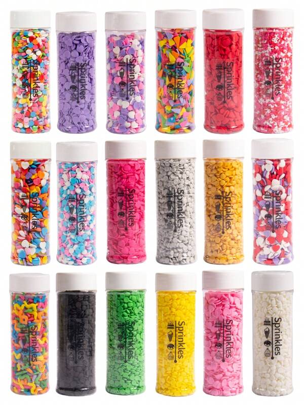 رشة ملونة حيوية بأشكال قلوب ودوائر، ديكور للحلويات والكعك والآيس كريم وغيرها، مواد لتزيين الكعك والحلويات والتورتات لحفلات الزفاف والمناسبات