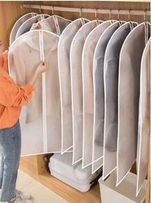 1 sac de praf pentru haine, buzunar transparent lavabil, husă de agățat pentru haine, husă de praf pentru costum, husă de protecție pentru sortarea hainelor, saci de haine agățați cu fermoar complet, huse de protecție pentru haine semitransparente pentru organizarea dulapului, material PEVA rezistent la praf și mucegai, potrivit pentru depozitarea hainelor sezoniere, economisește spațiu și este ușor de utilizat, protejează hainele de praf, umiditate și molii, perfect pentru acasă și dormitor de călătorie, organizator, depozitare acasă