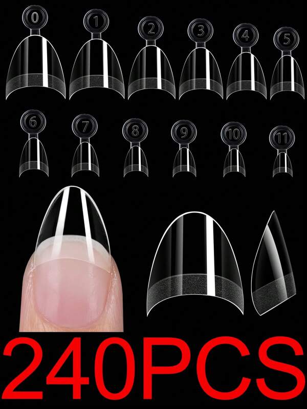 240/Pcs XS Almond Half Cover Fake Nails Half Matte False Nail Extension Extra Short Almond Soft Gel Nail Tips For Small Nail Bed.240/120/24 Pieces Size