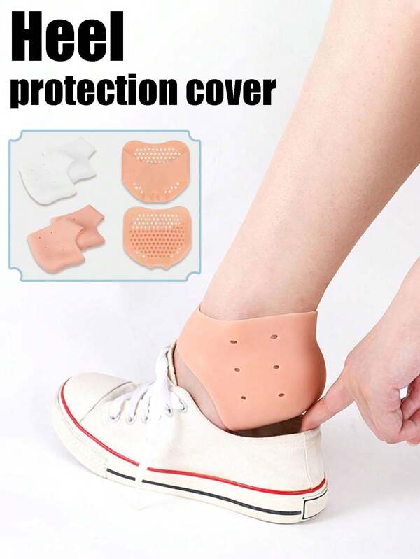 1pair/3pairs Soft Silicone Heel Protector Sleeves, Cracked Heel Cushion Pads, Heel Care Socks, Foot Sleeve Covers