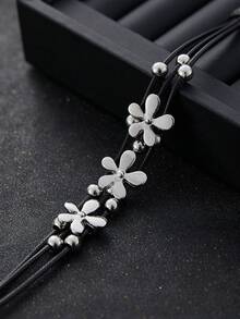 1PC Bohemian Vintage Flower Lucky Leather Multilayer Bracelet For Women Men Friendship Handmade Jewelry Couples Bangle Gift - Flower - View 2