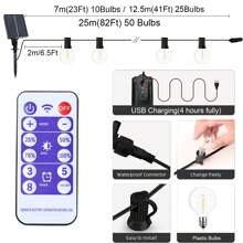 G40 solar Light Chain bulbo Ball rope patio Light Chain camping solar garden Party Street terraza decoración del patio