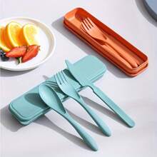 [3-In-1 Portable Camping Utensil] 3 In 1 Camping Utensil Set, Reusable Utensils Set With Case, Travel Utensils, Portable Utensils Set, Plastic Case For Travel Picnic Camping Or Daily Use