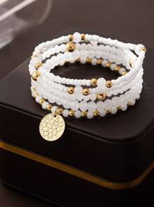 10pcs/Set Boho Chic Elastic Glass Seed Beaded Bracelets For Women, Handmade Jewelry (Quantity, Bead Size And Position Random)