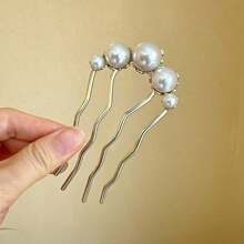 Clipe de Cabelo Estilo Chinês com Pérolas Falsas de 4 Dentes, Acessório de Cabelo Elegante, Pentes de Cabelo, Pente Lateral, Material Escolar, Acessórios de Cabelo com Pérolas, Casamento, Presentes para Madrinhas