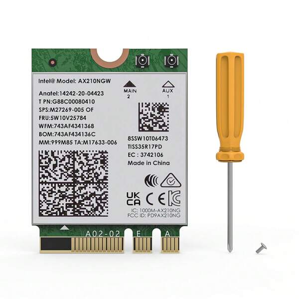 Placa Wireless WiFi 6E Intel AX210 Tri-Band 5400Mbps 2,4GHz/5GHz/6GHz Rede