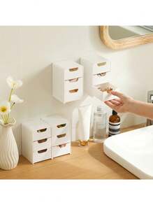1/2 Stücke/Set, 3-stufiger Make-up-Organizer aus Kunststoff mit Schubladen – kompakte Kosmetik-Aufbewahrungsbox für die Arbeitsplatte für Schmuck und Bürobedarf – nicht elektrischer Schreibtisch-Organizer für den Schulanfang