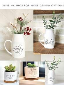 个性化新订婚花瓶，订婚花瓶，定制婚礼日期和首字母花瓶，情侣订婚礼物，新娘礼物，毕业季圣诞节亲朋好友礼物 - 白色 - 查看 5