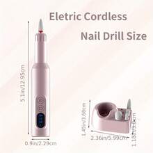 Portable Electric Nail Drill, Cordless Rechargeable Nail File With Base & Multiple Drill Bits, For Gel Acrylic Nails, Manicure Pedicure At Home Salon, Ideal Daily Use & Holiday Gift For Women - 粉色 - 查看 10