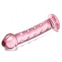Pink Girl Heart Transparent Glass Dildo Sex Toy, Suitable For Male And Female Adult Products