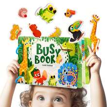 ODAPTO 蒙特梭利学前忙碌书，适合3-5岁幼儿，公路旅行必备品，恐龙主题，钩环可重复使用贴纸，特殊教育学前学习活动，儿童旅行必备品 - 彩色 - 查看 13