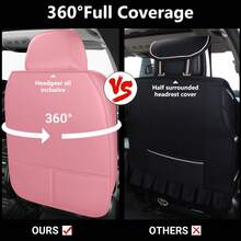 Breathable Luxury Nappa Leather + Ice Silk Car Seat Cover 4 Season Use Front Back Rear Cushion Full Wrapped Protector Universal Fit For 95% Cars SUV Truck - 粉色 - 查看 10